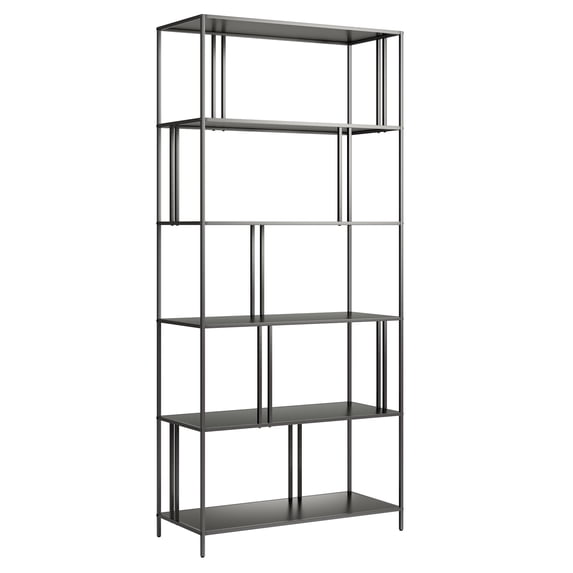 Evelyn&Zoe Cortland 34" Wide Rectangular Bookcase in Gunmetal Gray