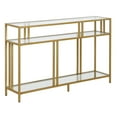 thumbnail image 1 of Evelyn&Zoe Cortland 48" Wide Rectangular Console Table with Glass Shelves, Brass, 1 of 7