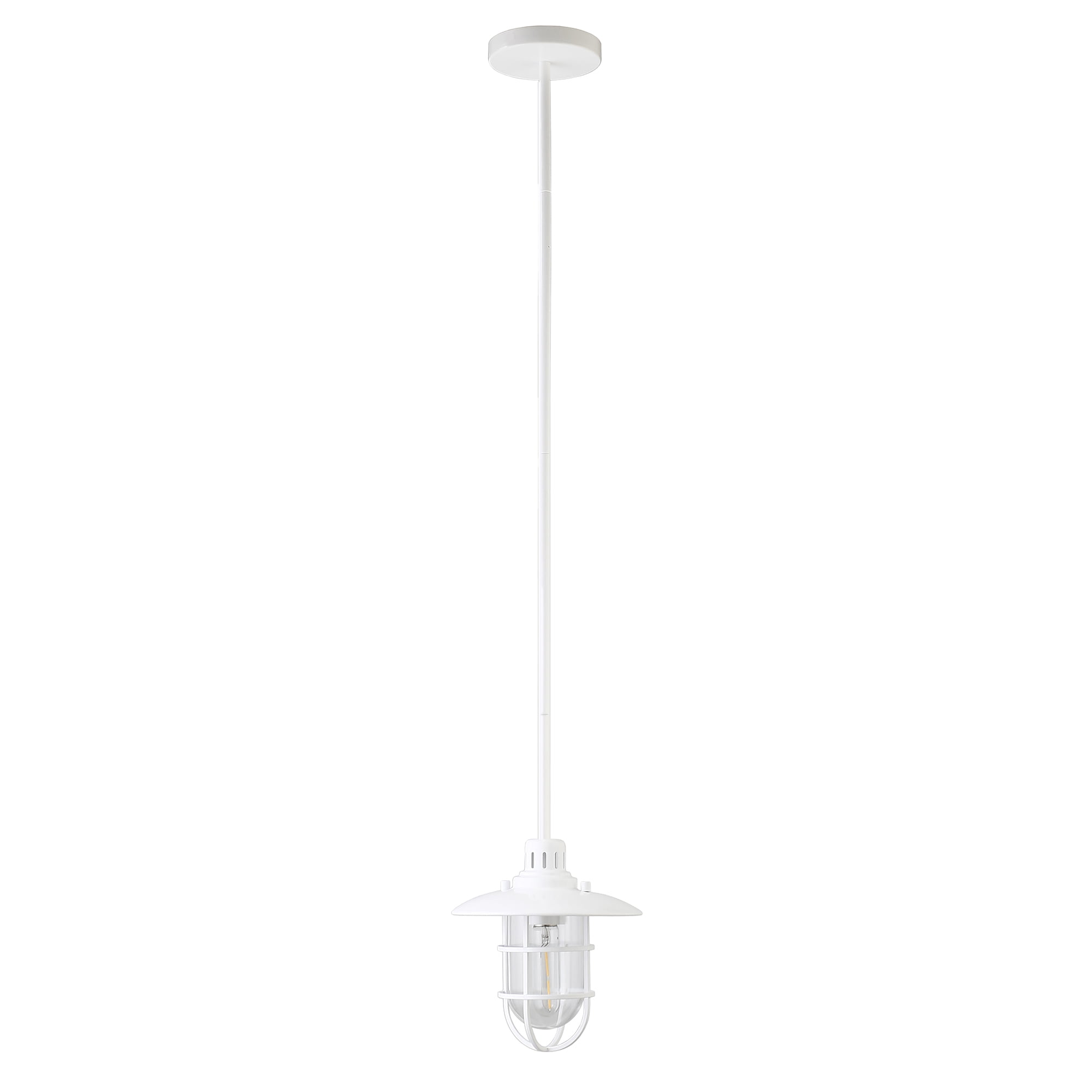White Glass and Metal Globe Pendant Light