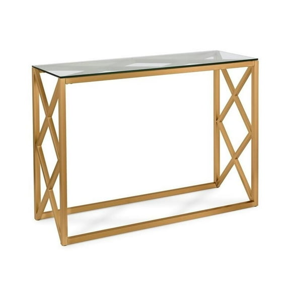 Evelyn&Zoe Dixon 42" Wide Rectangular Console Table, Brass