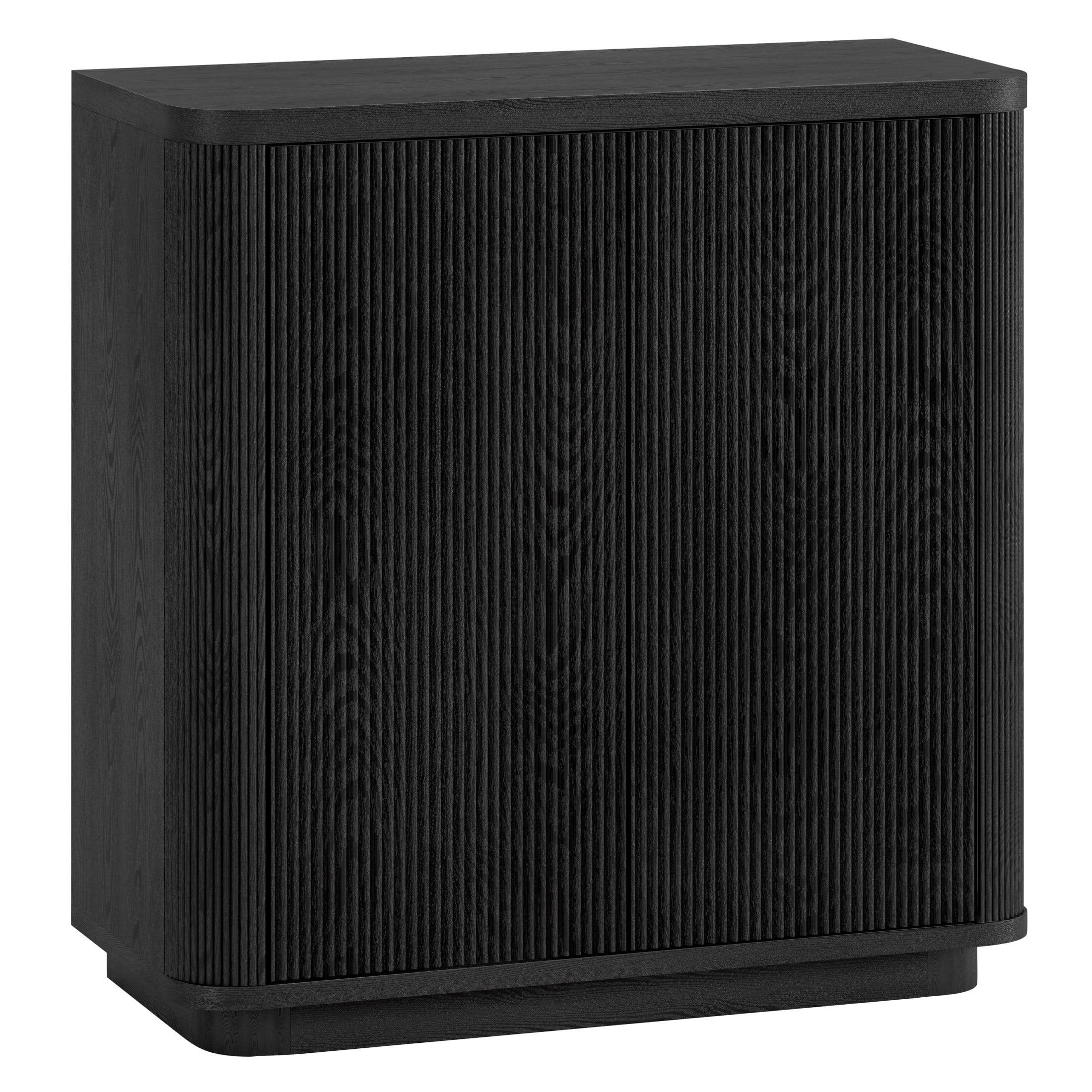 Evelyn&Zoe Modern/Contemporary 32" Wide Black Grain Accent Cabinet