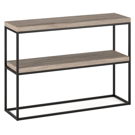 Evelyn&Zoe Edmund 42" Wide Rectangular Console Table, Antiqued Gray Oak
