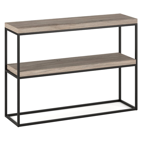 Evelyn&Zoe Edmund 42" Wide Rectangular Console Table, Antiqued Gray Oak