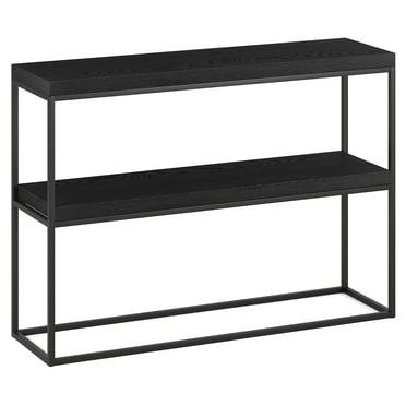 Evelyn&Zoe Edmund 42" Wide Rectangular Console Table, Black Grain