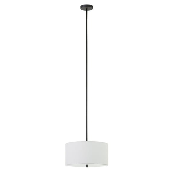 Evelyn&Zoe Ellis 16" Wide Pendant with Fabric Shade in Blackened Bronze/White
