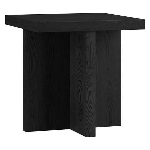 Evelyn&Zoe Elna 22" Wide Square Side Table, Black Grain
