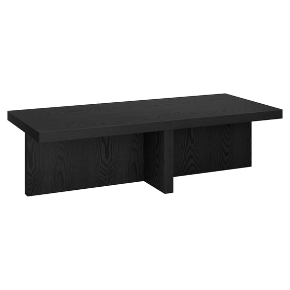 Evelyn&Zoe Elna 54" Wide Rectangular Coffee Table, Black Grain