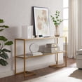 thumbnail image 1 of Evelyn&Zoe Errol 55" Wide Rectangular Console Table with Glass Top in Gold, 1 of 5
