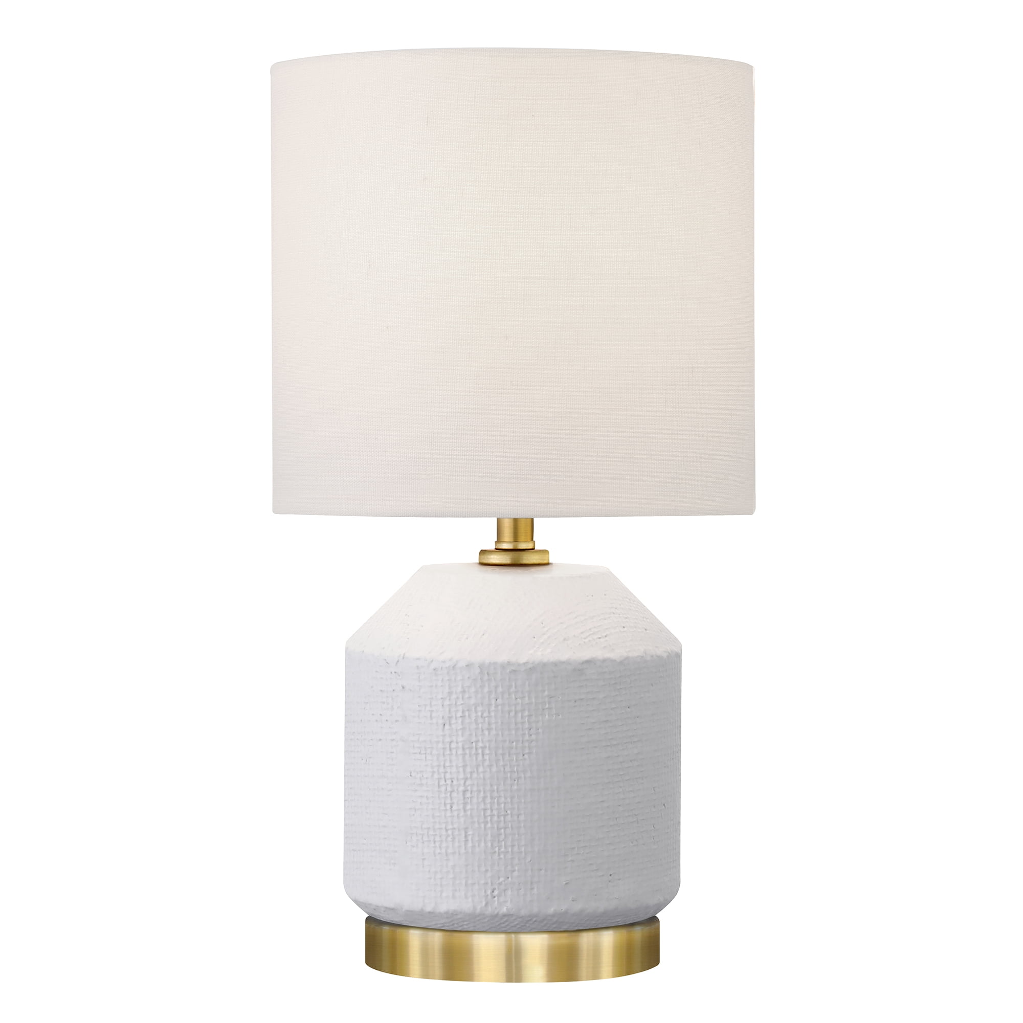 Esther 15" Matte White Ceramic Table Lamp with Linen Shade