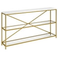thumbnail image 1 of Evelyn&Zoe Fionn 55" Wide Rectangular Console Table with Faux Marble Top, Gold, 1 of 8