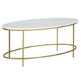 thumbnail image 1 of Evelyn&Zoe Francesca 42" Wide Oval Coffee Table with Faux Marble Top, Brass/Faux Marble, 1 of 7