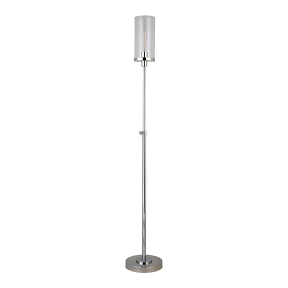 Evelyn&Zoe Frieda 66" Tall Floor Lamp with Glass Shade, Polished Nickel/Clear