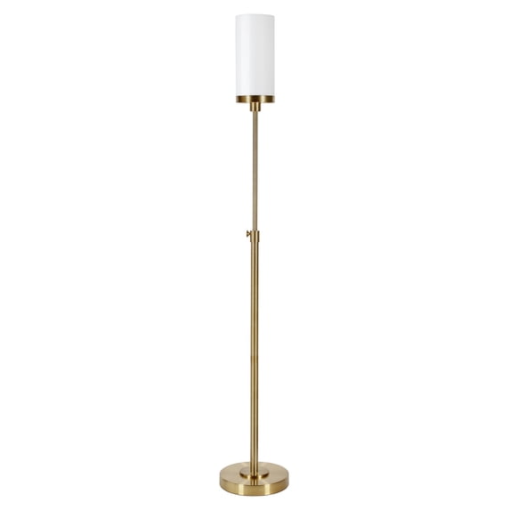 Evelyn&Zoe Frieda 66" Industrial Metal Floor Lamp with White Milk Cylinder Glass Shade