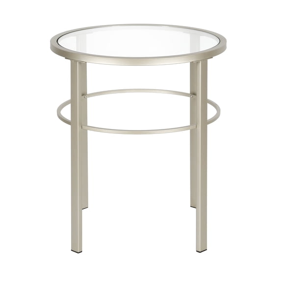 Evelyn&Zoe Gaia 20" Wide Round Side Table, Satin Nickel