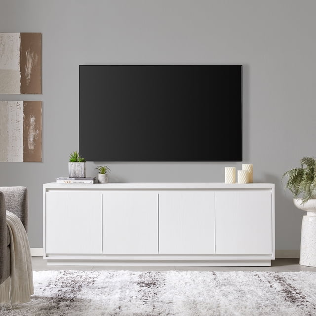 Evelyn&Zoe Hanson Transitional TV Stand, White, Wood Grain Finish, for ...
