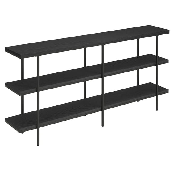 Evelyn&Zoe Harper 64" Wide Rectangular Console Table, Black Grain