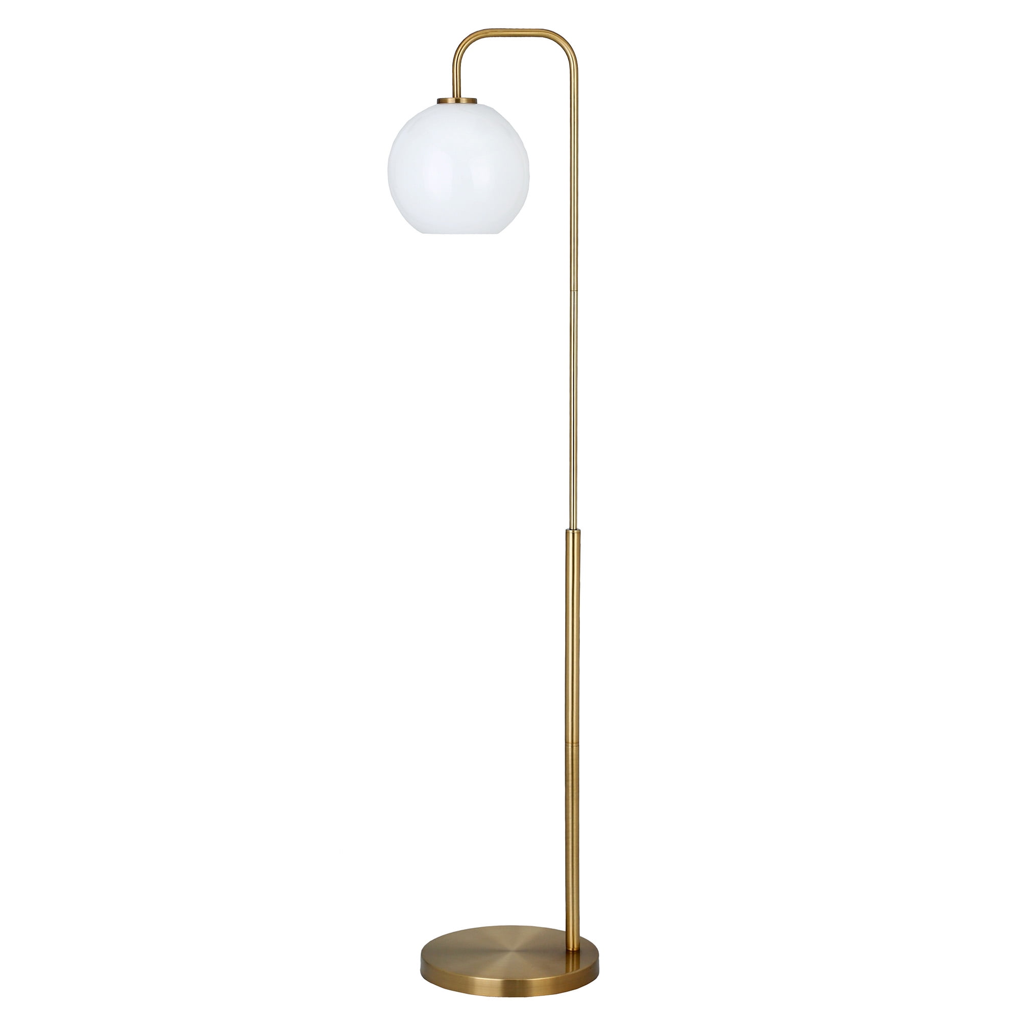 Evelyn&Zoe Harrison Mid-Century Modern Arc Floor Lamp, Brass and