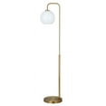 thumbnail image 1 of Evelyn&Zoe Harrison Mid-Century Modern Arc Floor Lamp, Brass and Milk Glass, 1 of 8