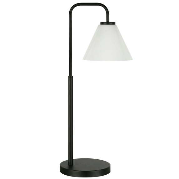 Evelyn&Zoe Henderson 27" Modern Metal Table Lamp with White Milk Cone Glass Shade