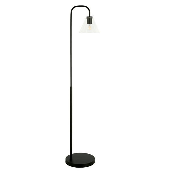 Evelyn&Zoe Henderson Arc Floor Lamp with Glass shade in Blackened Bronze/Clear