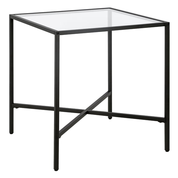 Evelyn&Zoe Henley 20" Wide Square Side Table with Glass Top, Blackened Bronze