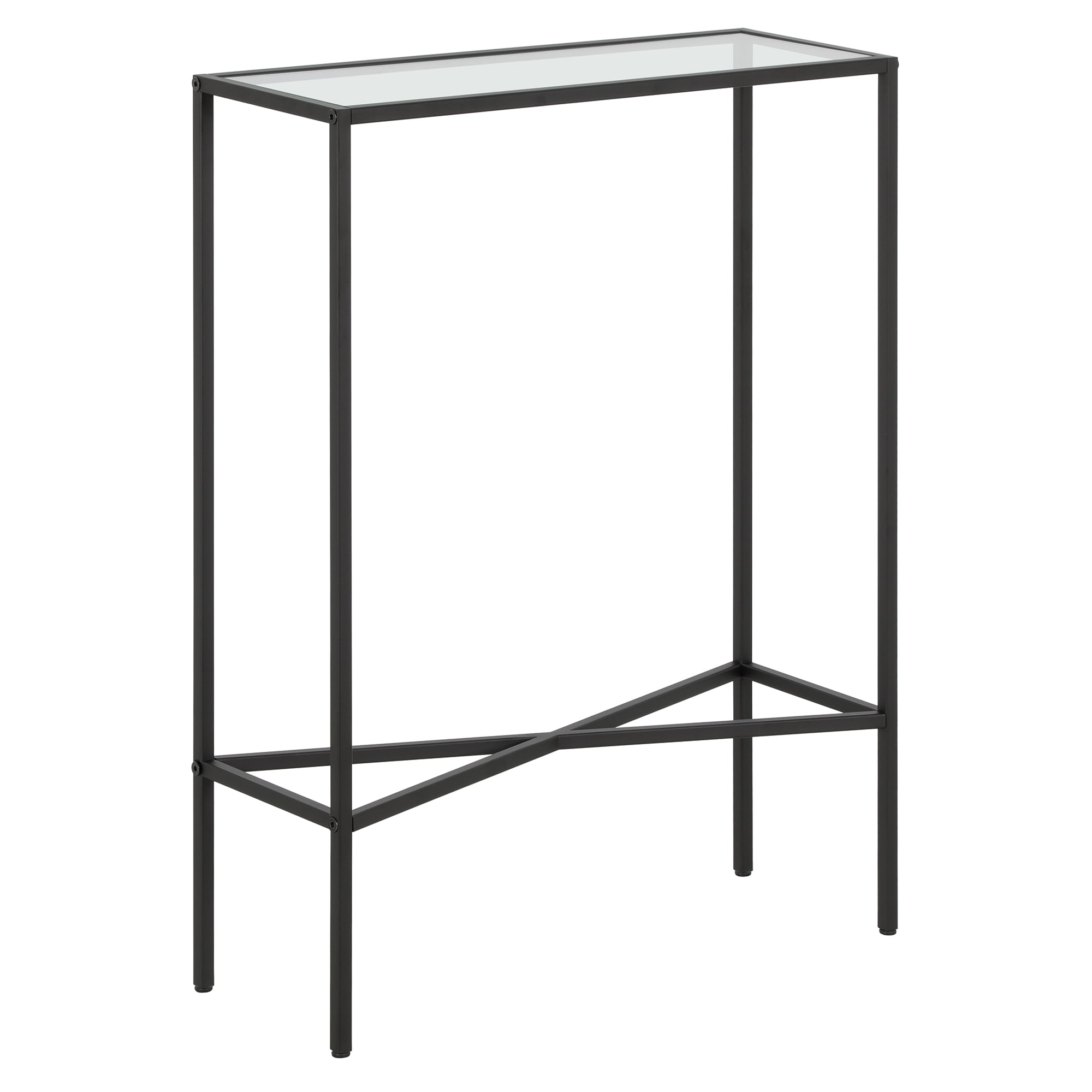 Henley 22" Blackened Bronze Steel and Glass Hallway Table