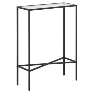 Evelyn&Zoe Henley 22" Wide Rectangular Console Table with Glass Top, Blackened Bronze