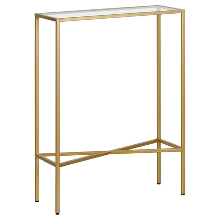 Evelyn&Zoe Henley 22" Wide Rectangular Console Table with Glass Top, Brass