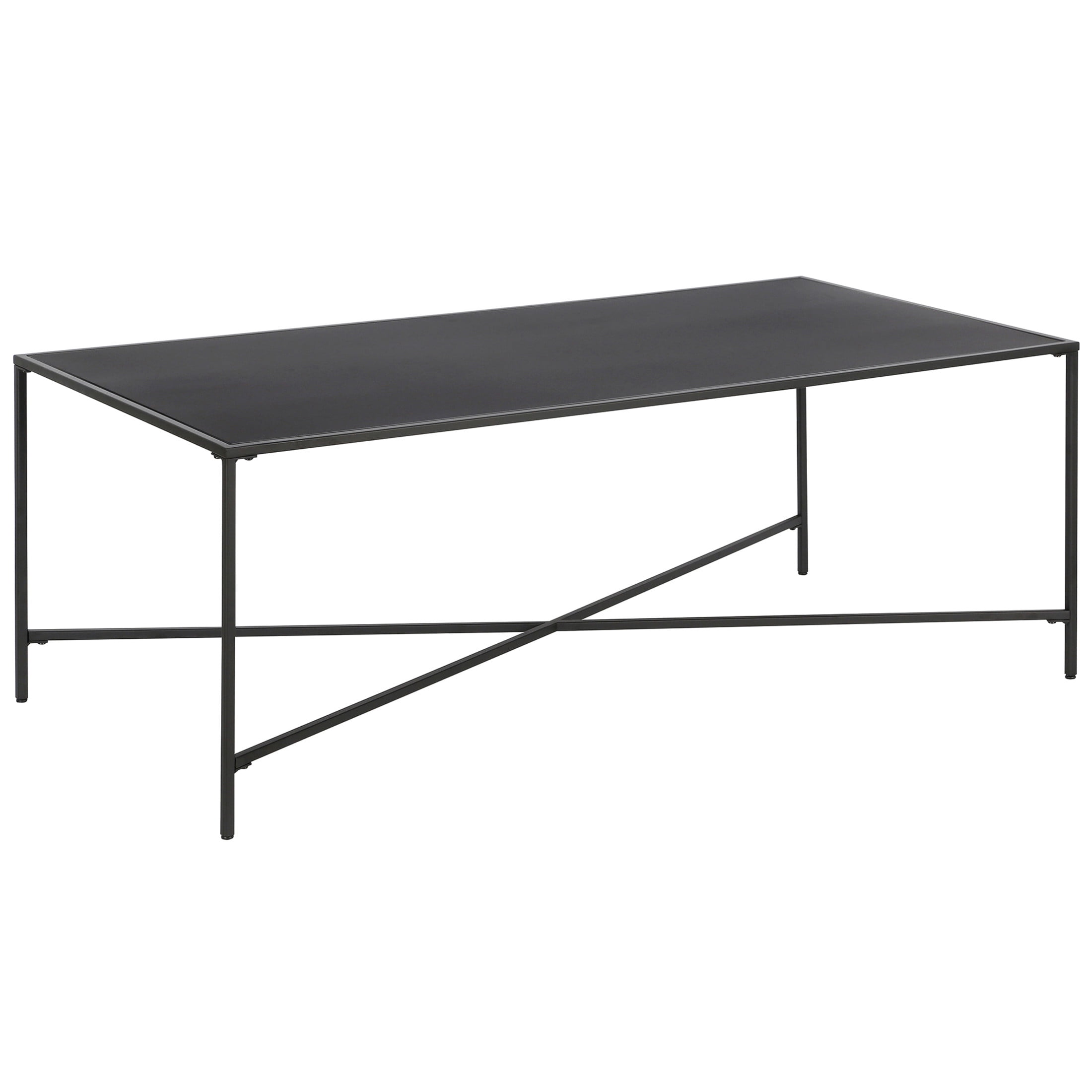 Evelyn&Zoe Henley 48" Wide Rectangular Coffee Table with Metal Top, Blackened Bronze