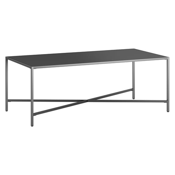 Evelyn&Zoe Henley 48" Wide Rectangular Coffee Table with Metal Top in Gunmetal Gray