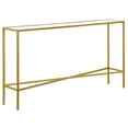 thumbnail image 1 of Evelyn&Zoe Henley 55" Wide Rectangular Console Table with Glass Top, Brass, 1 of 7