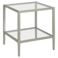 thumbnail image 1 of Evelyn&Zoe Hera 20" Wide Square Side Table with Glass Shelf, Satin Nickel, 1 of 8