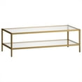 thumbnail image 1 of Evelyn&Zoe Hera 54" Wide Rectangular Coffee Table with Glass Shelf, Antique Brass, 1 of 9