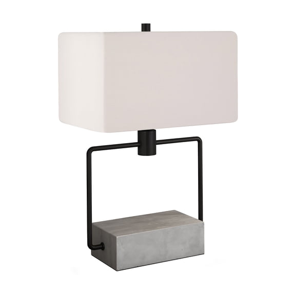 Evelyn&Zoe Holden 22" Modern Metal and Concrete Table Lamp with White Rectangle Fabric Shade