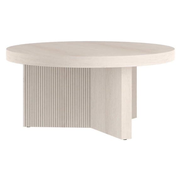 Evelyn&Zoe Holm 32" Wide Round Coffee Table, Alder White