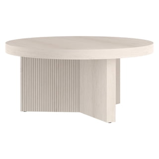 Evelyn&Zoe Holm 32" Wide Round Coffee Table, Alder White