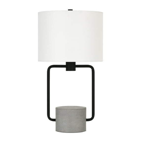Evelyn&Zoe Howland 22" Tall Table Lamp with Fabric Shade, Blackened Bronze/Concrete/White