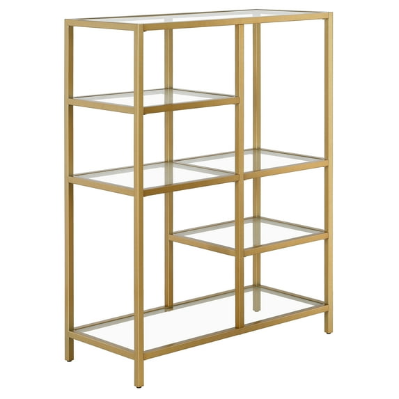 Evelyn&Zoe Imogen 42'' Tall Rectangular Bookcase, Brass