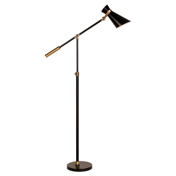Evelyn&Zoe Industrial Metal Height-Adjustable Two-Tone Floor Lamp