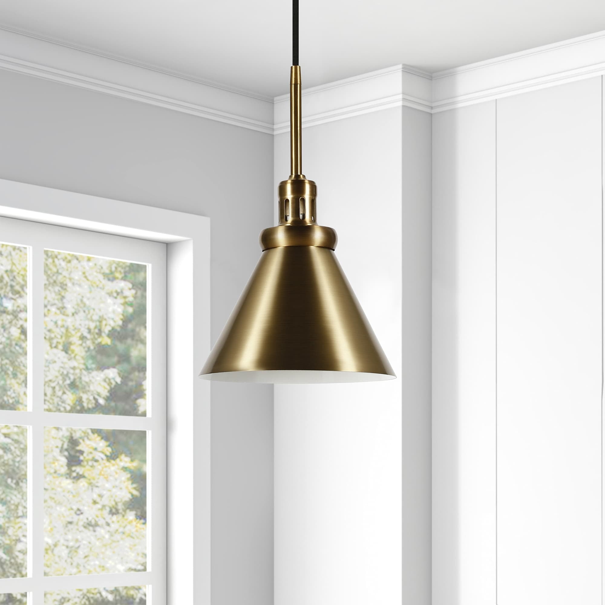 Zeno 10" Brass Finish Industrial Pendant Light