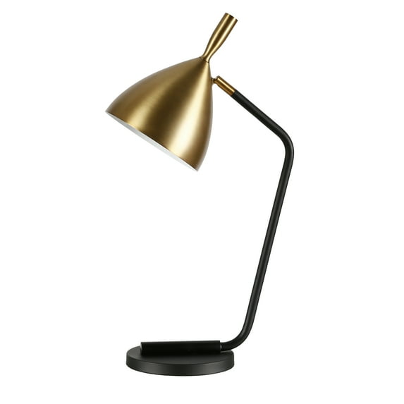 Evelyn&Zoe Industrial Metal Table Lamp with Brass Finish Shade