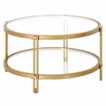 thumbnail image 1 of Evelyn&Zoe Inez 32" Wide Round Coffee Table with Glass Shelf in Brass, 1 of 9