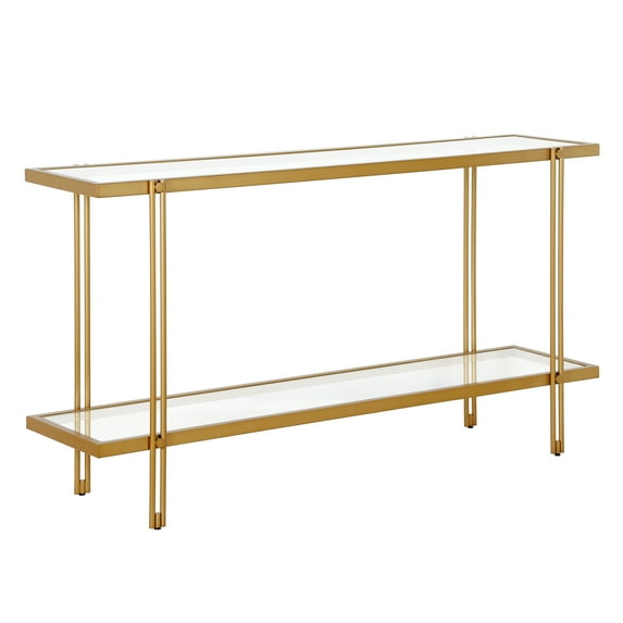 Evelyn&Zoe Inez 55" Wide Rectangular Console Table in Brass