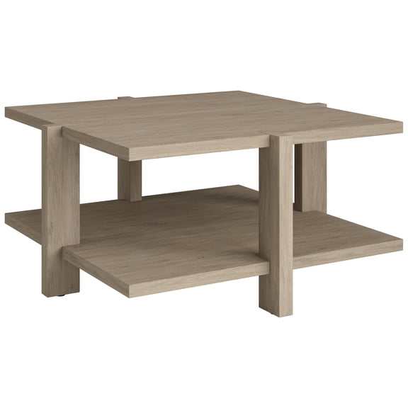 Evelyn&Zoe Ingrid 35" Wide Square Coffee Table, Antiqued Gray Oak