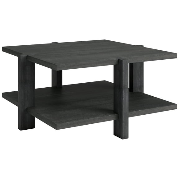 Evelyn&Zoe Ingrid 35" Wide Square Coffee Table, Charcoal Gray