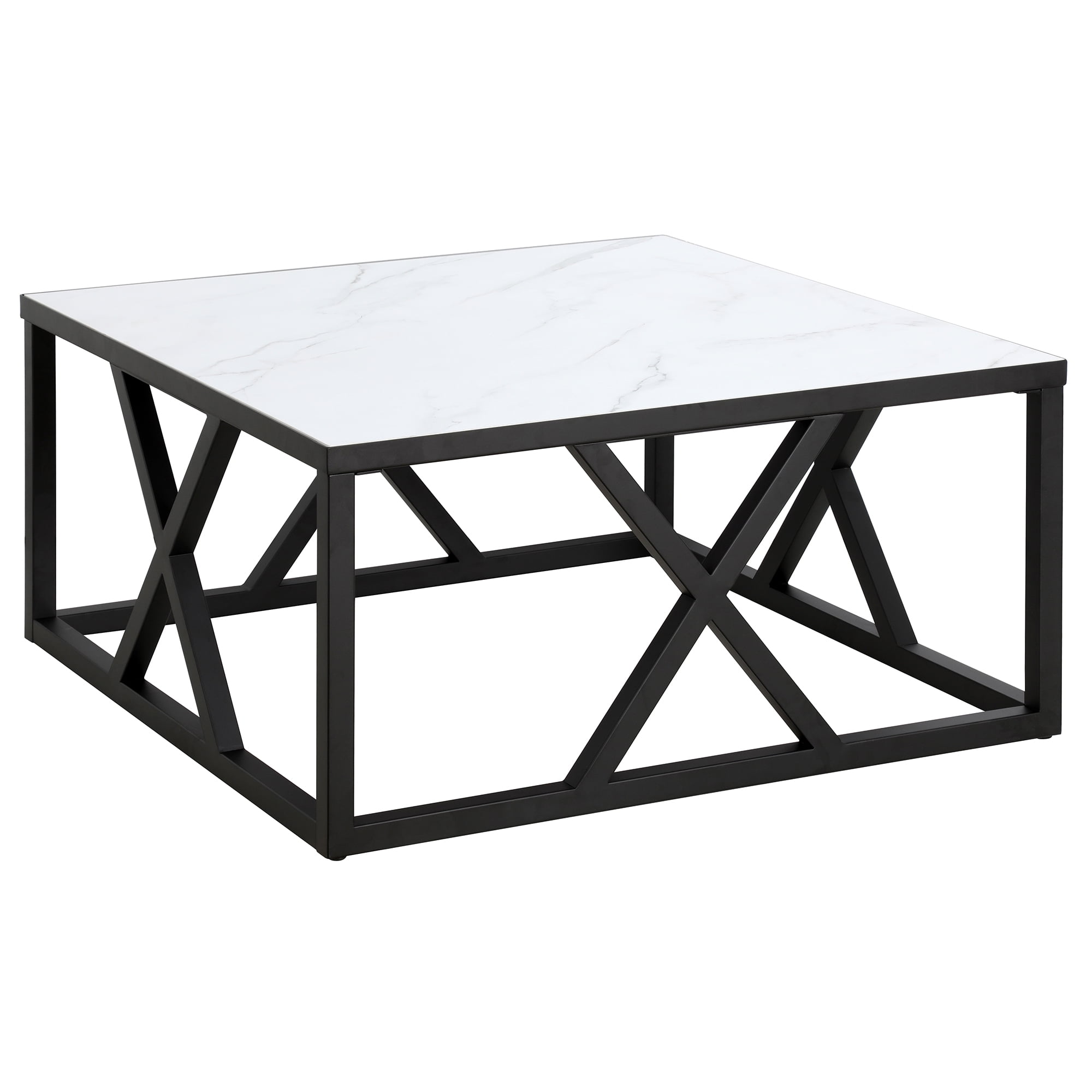 Jedrek 35'' Square Blackened Bronze Faux Marble Coffee Table