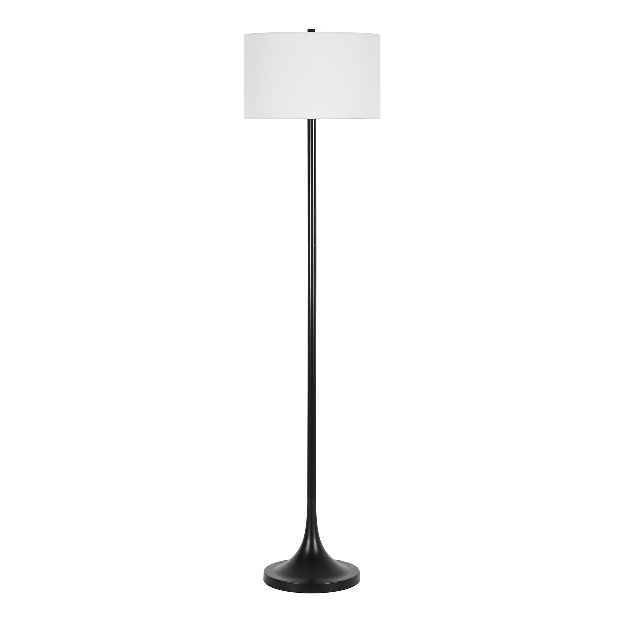 Evelyn&Zoe Josephine 62" Tall Floor Lamp with Fabric Shade, Blackened Bronze/White