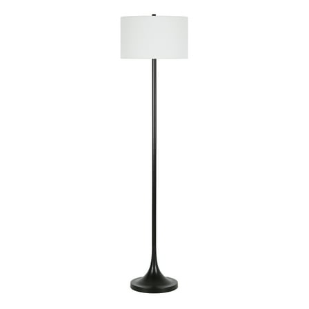 Evelyn&Zoe Josephine 62" Tall Floor Lamp with Fabric Shade, Blackened Bronze/White