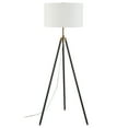 thumbnail image 1 of Evelyn&Zoe Kahn Two-Tone Floor Lamp with Fabric Shade, Blackened Bronze/Antique Brass/White, 1 of 10