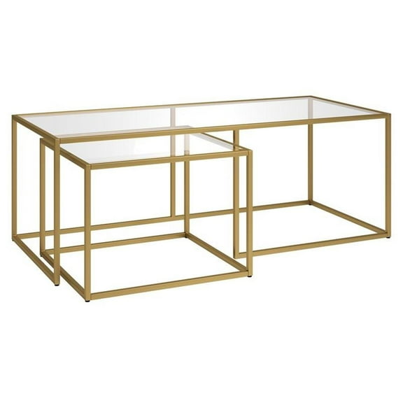 Evelyn&Zoe Kennedy Rectangular Nested Coffee Table, Brass
